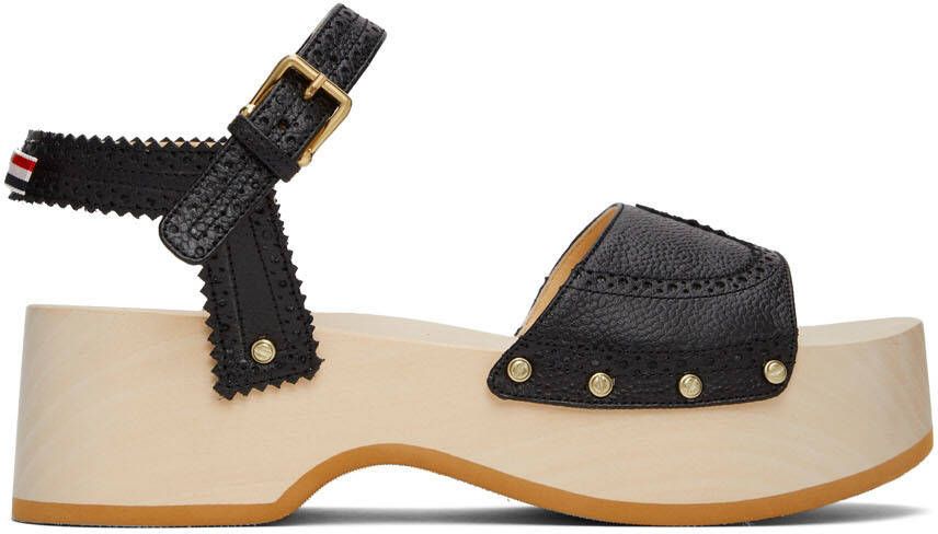 Thom Browne Black Brogued Wing-Tip Clog Sandals - Picture 5