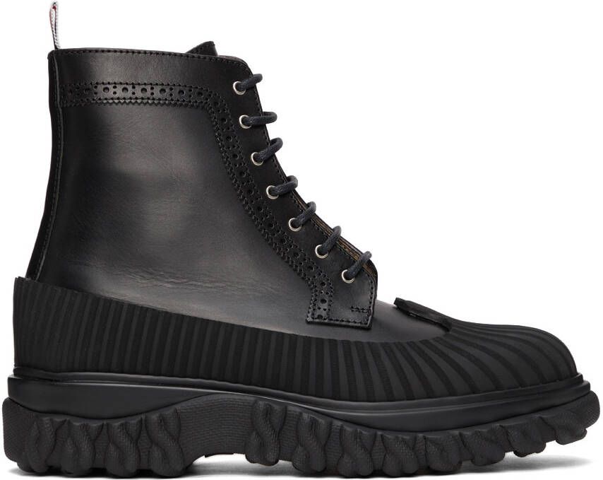 Thom Browne Black Longwing Duck Lace-Up Boots - Picture 5