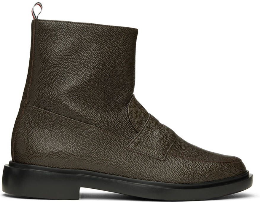 Thom Browne Brown Penny Loafer Boots - Picture 5