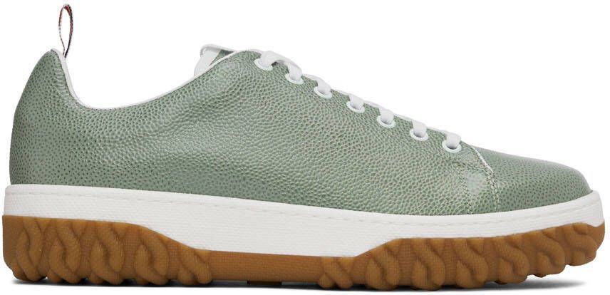Thom Browne Green Cable Knit Court Low-Top Sneakers - Picture 5