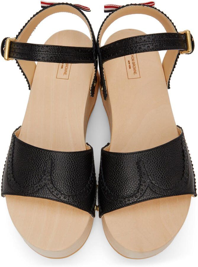 Thom Browne Black Brogued Wing-Tip Clog Sandals