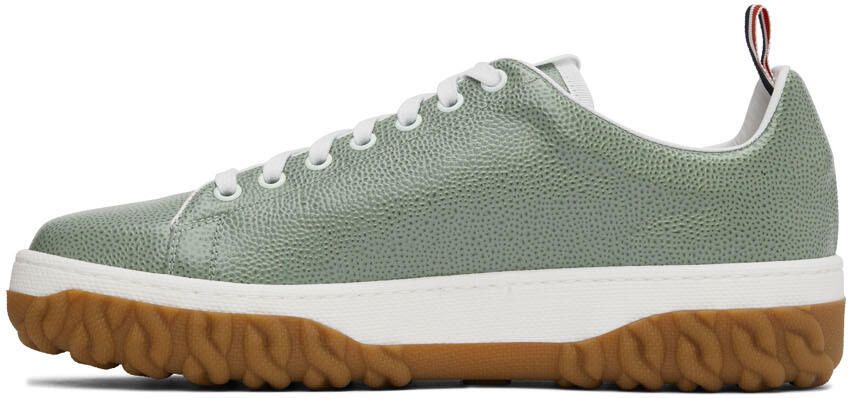 Thom Browne Green Cable Knit Court Low-Top Sneakers - Picture 3