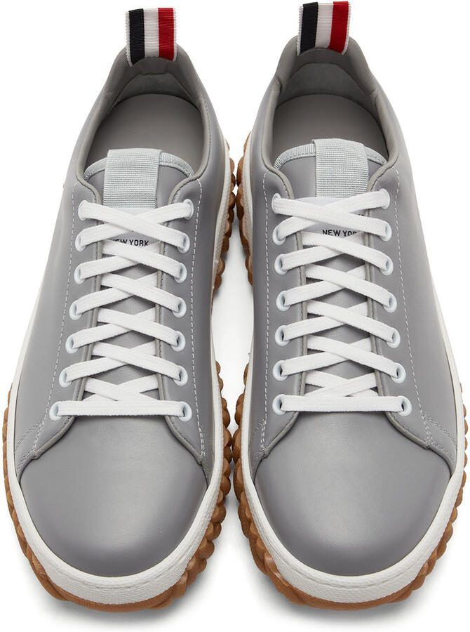 Thom Browne Grey Cable Knit Sole Court Sneakers