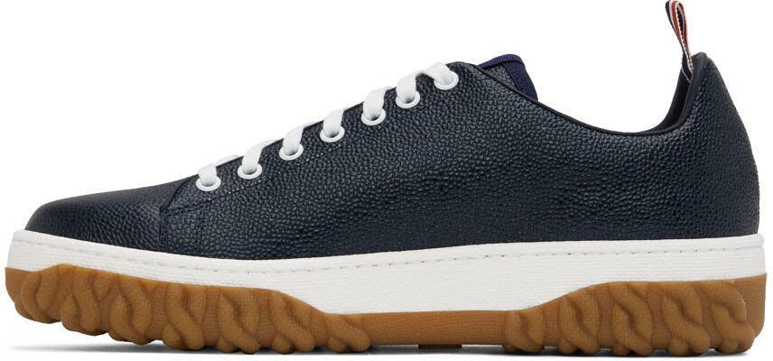 Thom Browne Navy Cable Knit Court Low-Top Sneakers - Picture 3
