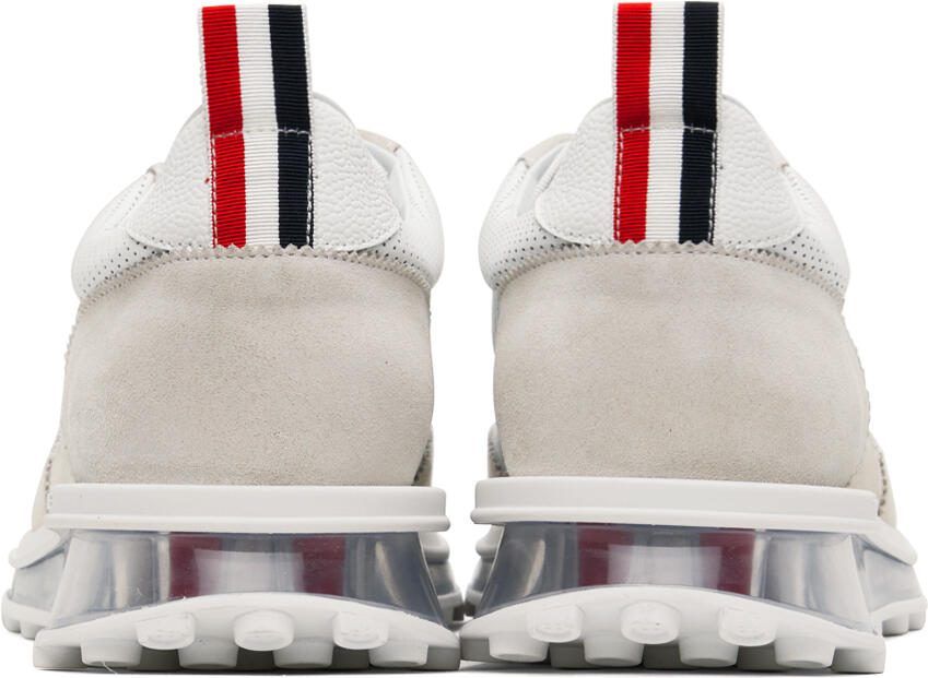 Thom Browne White  Beige Tech Runner Sneakers