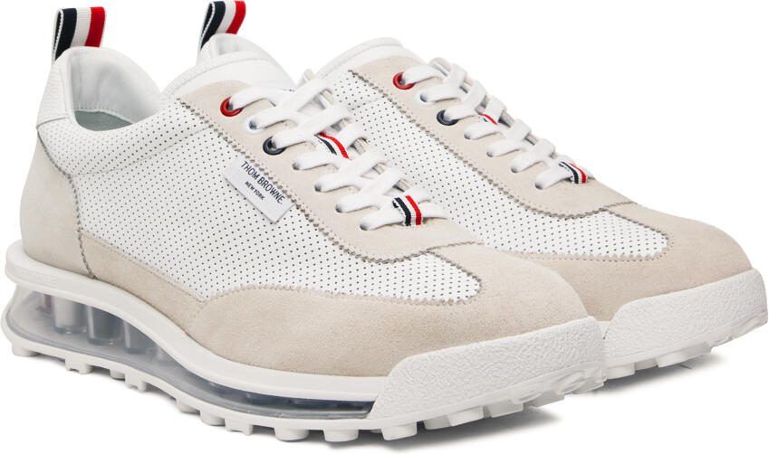 Thom Browne White  Beige Tech Runner Sneakers - Picture 2