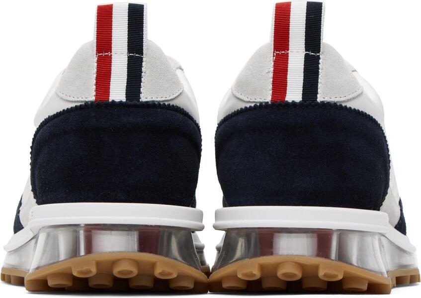 Thom Browne White  Navy Quilted Tech Runner Sneakers