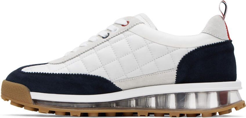 Thom Browne White  Navy Quilted Tech Runner Sneakers - Picture 3