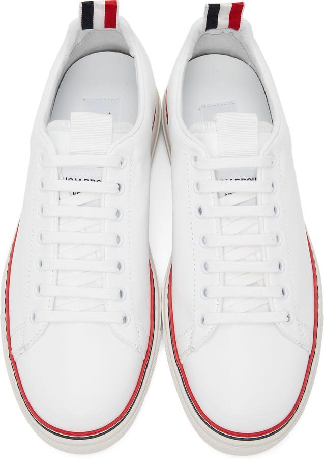 Thom Browne White Leather Tennis Sneakers