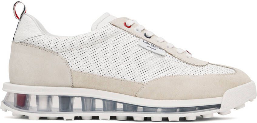 Thom Browne White  Beige Tech Runner Sneakers - Picture 4