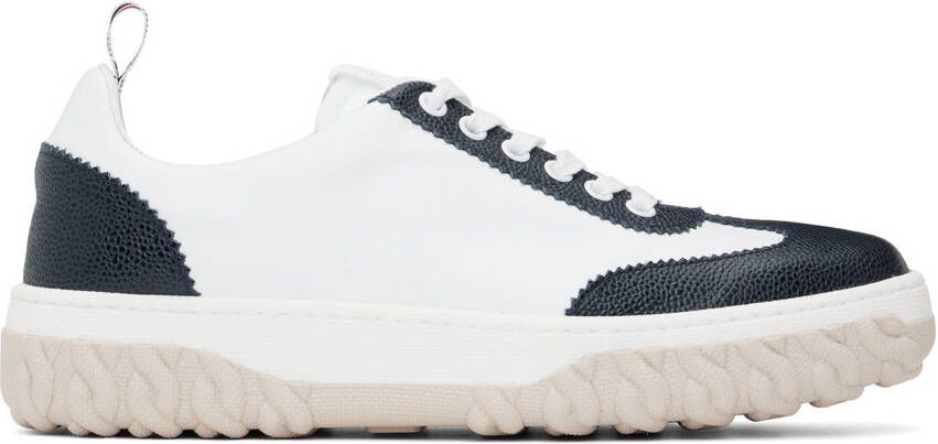 Thom Browne White  Navy Court Sneakers