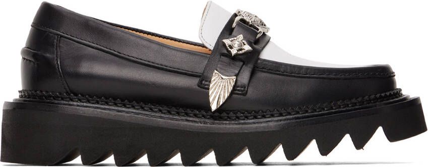 Toga Pulla Black  White Leather Loafers