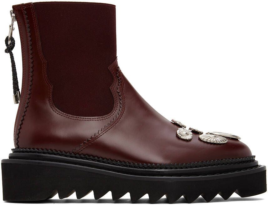 Toga Pulla Burgundy Side Gore Metal Boots - Picture 5