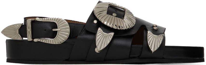 Toga Pulla SSENSE Exclusive Black Oversized Buckle Sandals - Picture 4