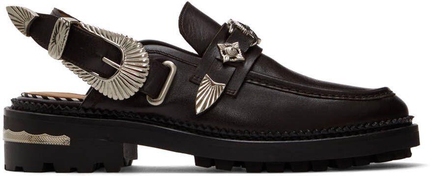 Toga Pulla SSENSE Exclusive Brown Leather Slingback Loafers - Picture 5