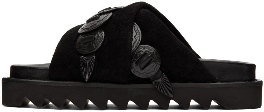 Toga Pulla SSENSE Exclusive Black Suede Cross Strap Sandals - Picture 3