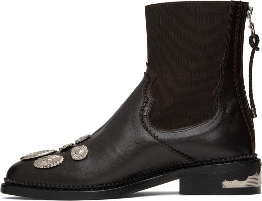 Toga Pulla SSENSE Exclusive Brown Embellished Ankle Boots - Picture 3