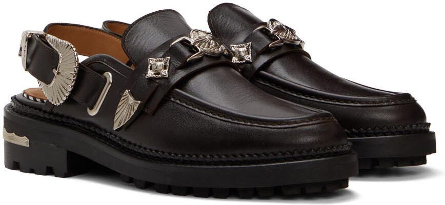 Toga Pulla SSENSE Exclusive Brown Leather Slingback Loafers - Picture 2