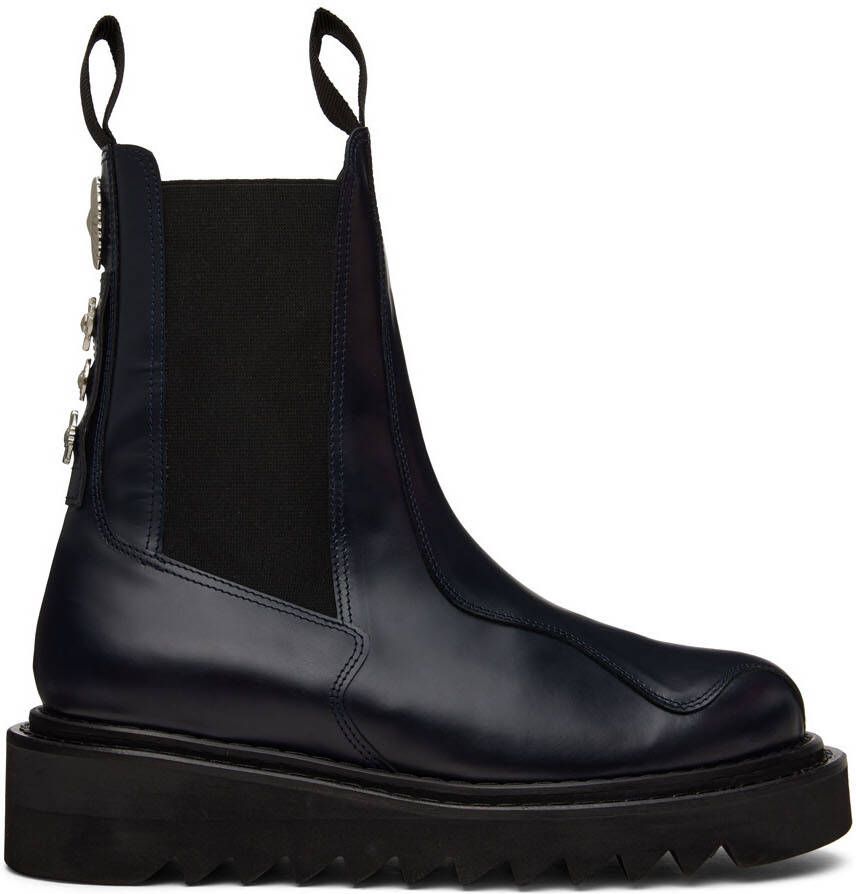 Toga Virilis Navy Leather Chelsea Boots - Picture 4