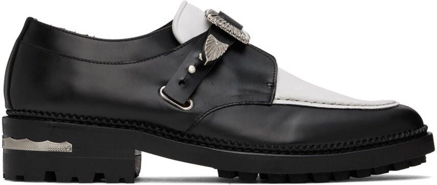 Toga Virilis SSENSE Exclusive Black  White Hard Leather Monkstraps - Picture 3