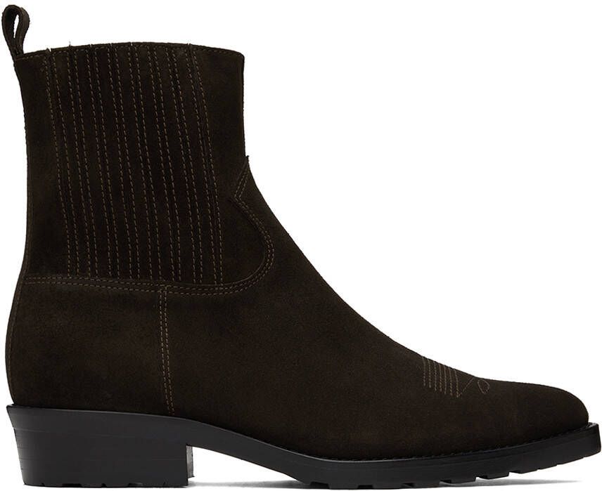 Toga Virilis SSENSE Exclusive Brown Embroidered Chelsea Boots - Picture 4