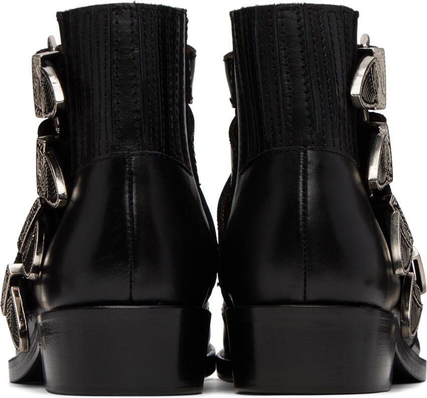 Toga Virilis Black Embellished Buckle Cowboy Boots - Picture 5