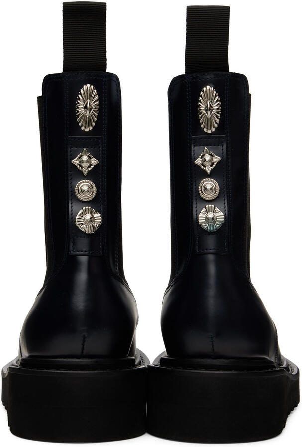 Toga Virilis Navy Leather Chelsea Boots - Picture 3