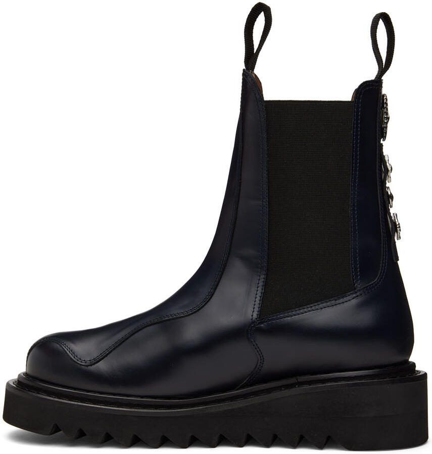 Toga Virilis Navy Leather Chelsea Boots - Picture 2