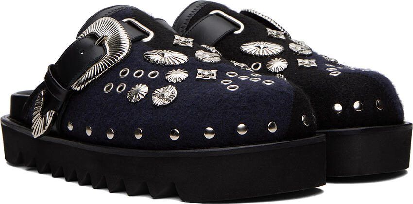 Toga Virilis SSENSE Exclusive Black  Navy Studded Loafers - Picture 2