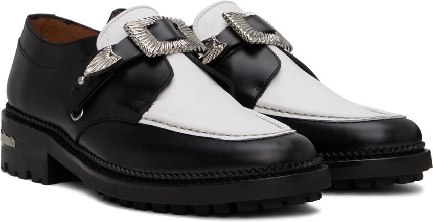 Toga Virilis SSENSE Exclusive Black  White Hard Leather Monkstraps