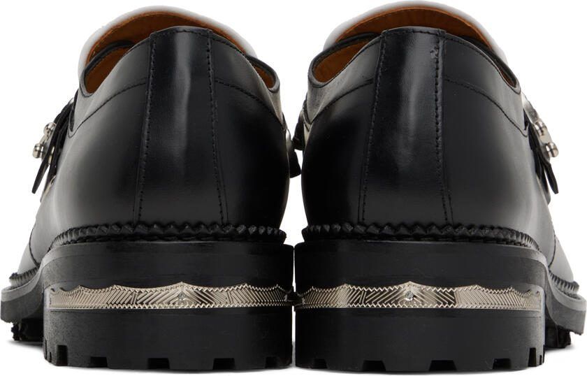 Toga Virilis SSENSE Exclusive Black  White Hard Leather Monkstraps - Picture 6