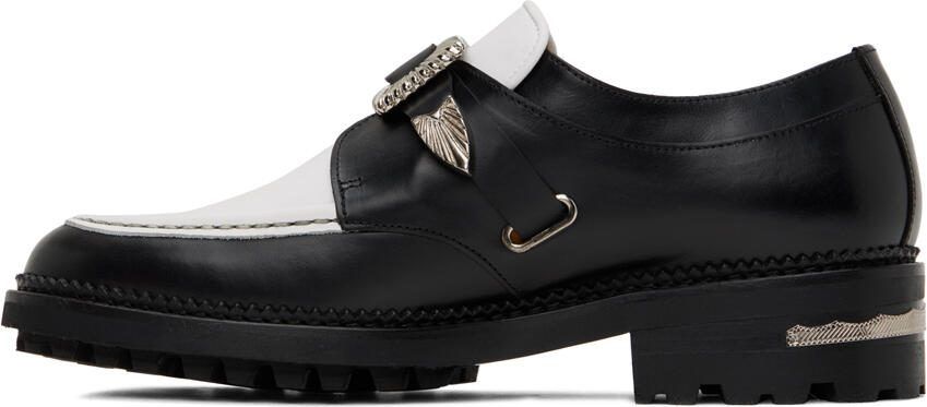 Toga Virilis SSENSE Exclusive Black  White Hard Leather Monkstraps - Picture 2