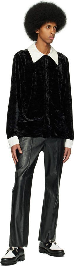 Toga Virilis SSENSE Exclusive Black  White Hard Leather Monkstraps - Picture 5