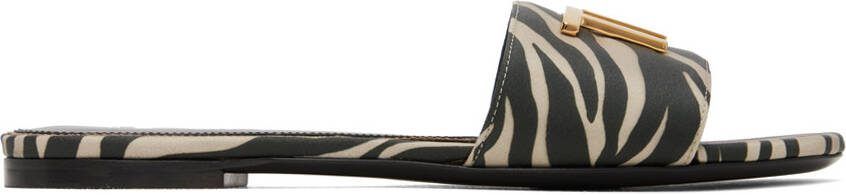 TOM FORD Black  Beige Logo Sandals - Picture 5