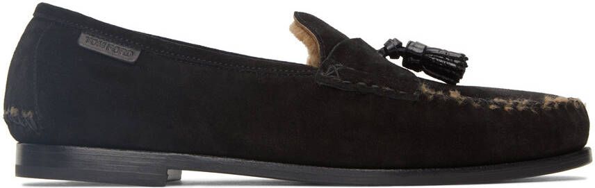 TOM FORD Black Suede  Shearling Berwick Loafers - Picture 5