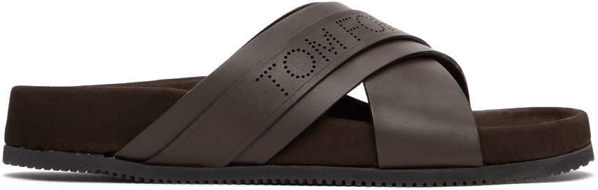 TOM FORD Brown Leather Wicklow Sandals - Picture 5