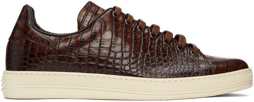 TOM FORD Brown Warwick Sneakers - Picture 4