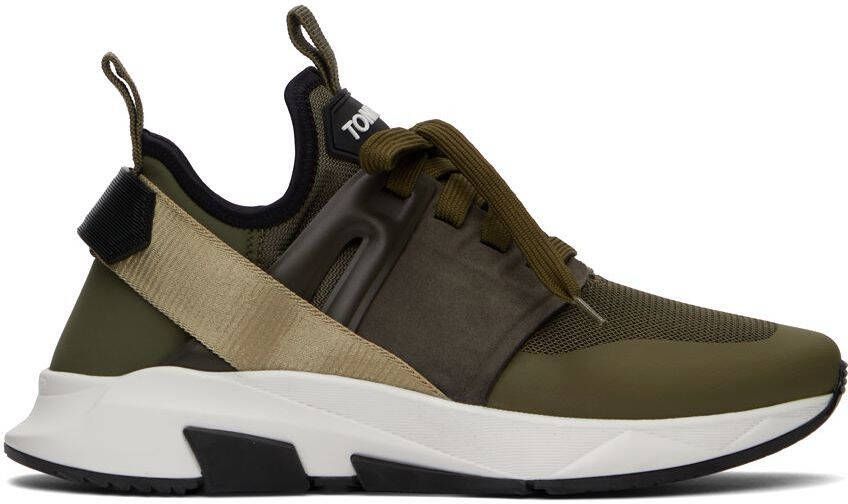 TOM FORD Khaki Jago Low-Top Sneakers - Picture 5