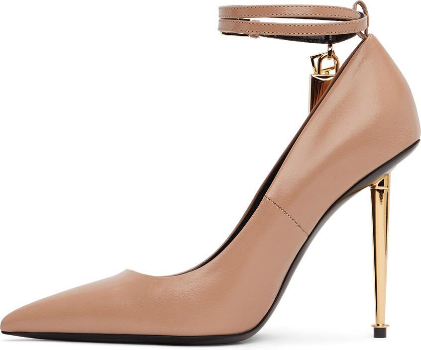 TOM FORD Beige Goatskin Padlock 105 Heels - Picture 3