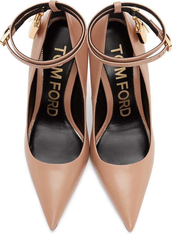 TOM FORD Beige Goatskin Padlock 105 Heels - Picture 4