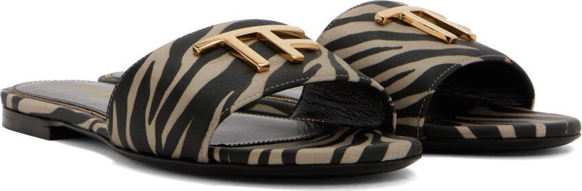 TOM FORD Black  Beige Logo Sandals - Picture 2