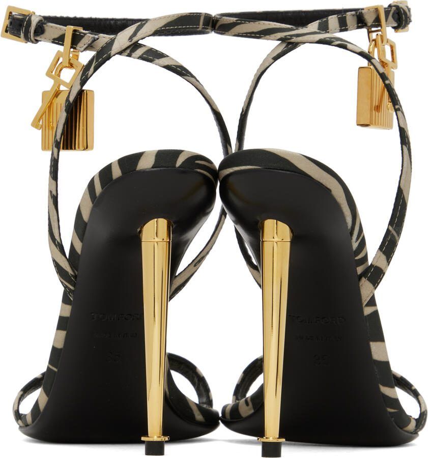 TOM FORD Black  Beige Padlock Pointy Naked Sandals