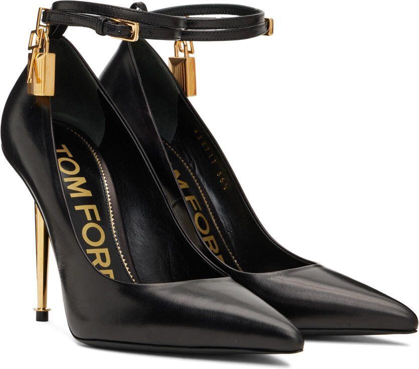 TOM FORD Black Goatskin Padlock 105 Heels - Picture 2