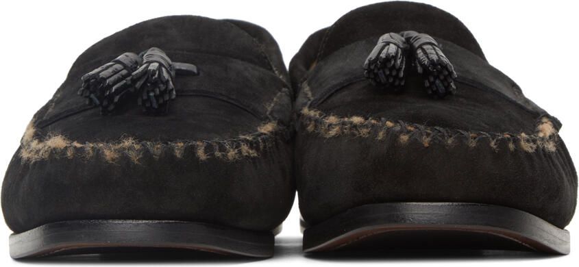 TOM FORD Black Suede  Shearling Berwick Loafers - Picture 3
