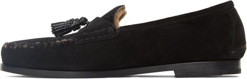 TOM FORD Black Suede  Shearling Berwick Loafers - Picture 4
