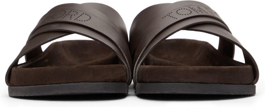 TOM FORD Brown Leather Wicklow Sandals - Picture 3
