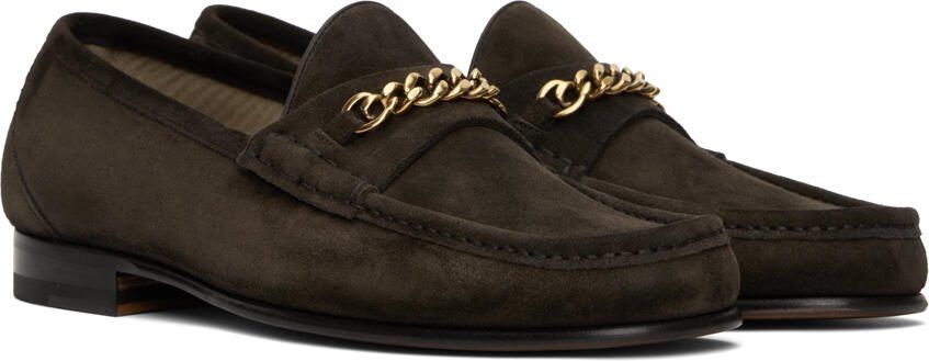 TOM FORD Brown York Chain Loafers - Picture 2
