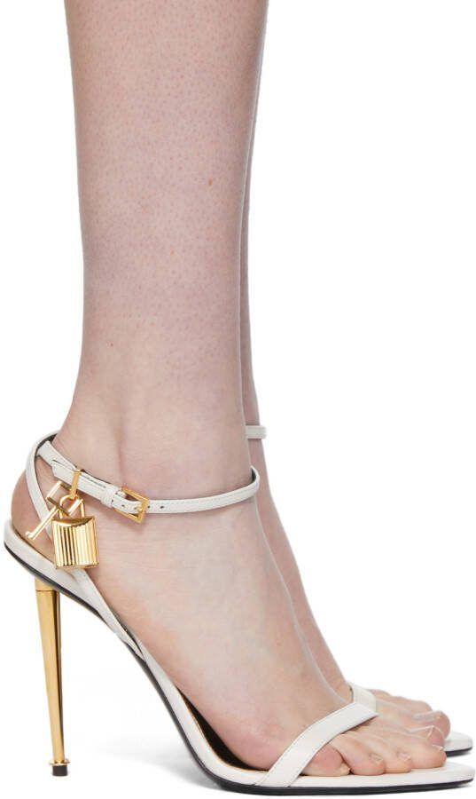 TOM FORD White Padlock 105 Heeled Sandals - Picture 5