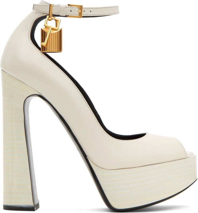TOM FORD White Peep Toe Platform Pumps