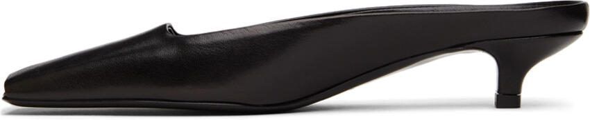 Totême Black Leather Heeled Mules - Picture 2
